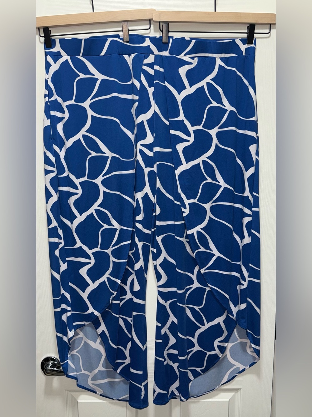 Coldesina 3X Blue White Palazzo Overlay Pants Resort Cruise Plus Size